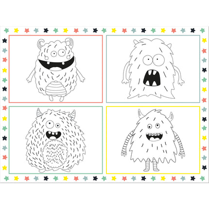 Salvamanteles Monstruos Plato para Colorear Bash 6pcs