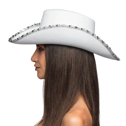 Boda Sombrero Vaquero Novia Purpurina