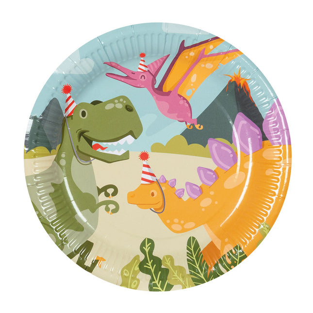 Platos Dino Papel 23cm 10uds.