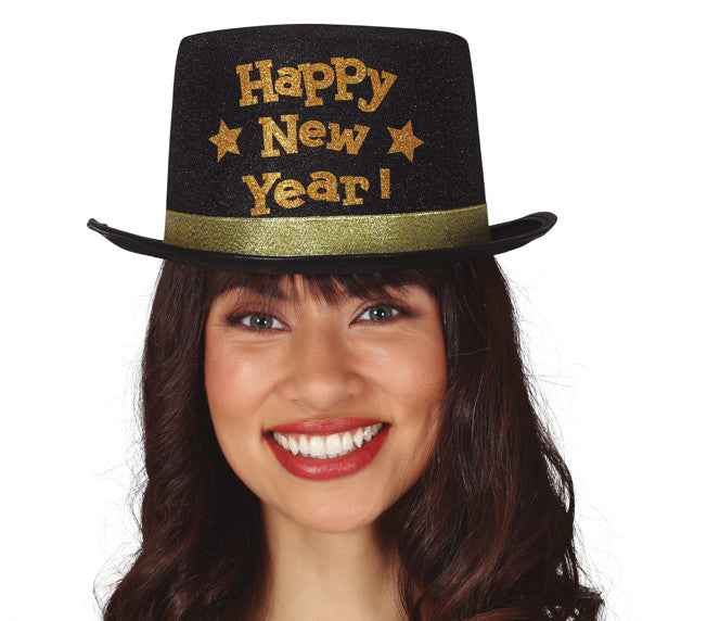 Sombrero Feliz Año Nuevo Oro Negro