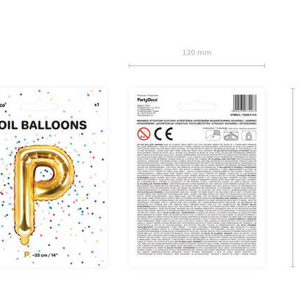 Globo Letra P Oro Vacío 35cm