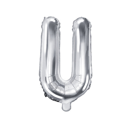 Globo Letra U Plata Vacío 35cm