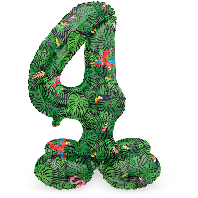 Globo Número 4 Años Jungla Con Vacío Estándar 72cm