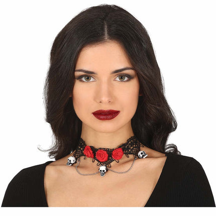 Halloween Collar Cabeza de Muerte Rosas