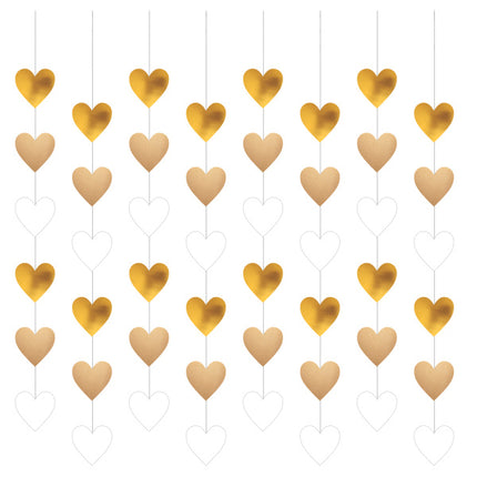 Decoración Colgante Corazones 1,3m 8pcs