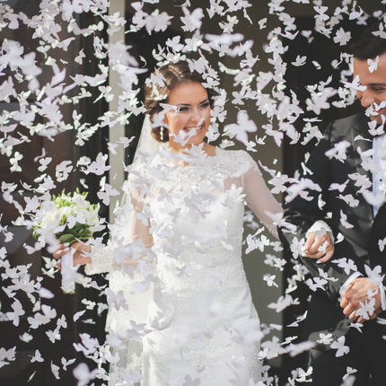Cañón Confetti Mariposas Blanco 40cm