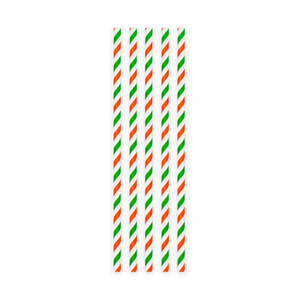 Verde Blanco Rojo Pajitas Cartón 20pcs
