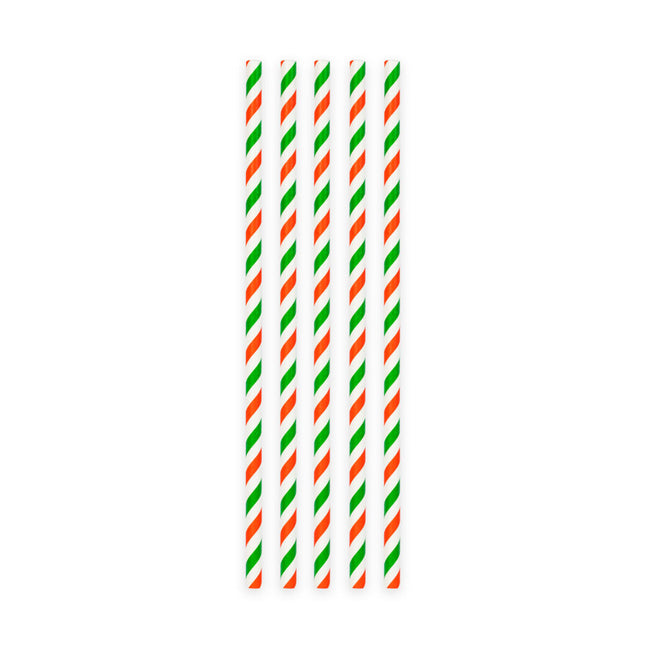 Verde Blanco Rojo Pajitas Cartón 20pcs