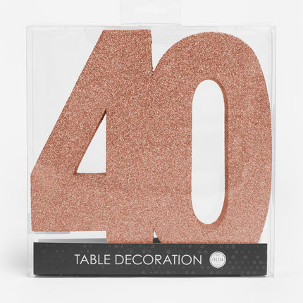 Decoración de Mesa Oro Rosa Figura 40 Purpurina 20,5cm
