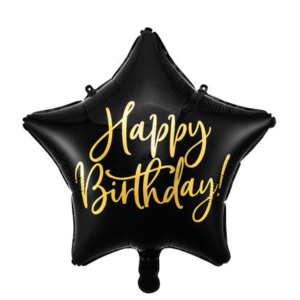 Globo de Helio Estrella Feliz Cumpleaños Negro Vacío 40cm