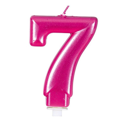 Vela Rosa 7 Años Metálica 8cm