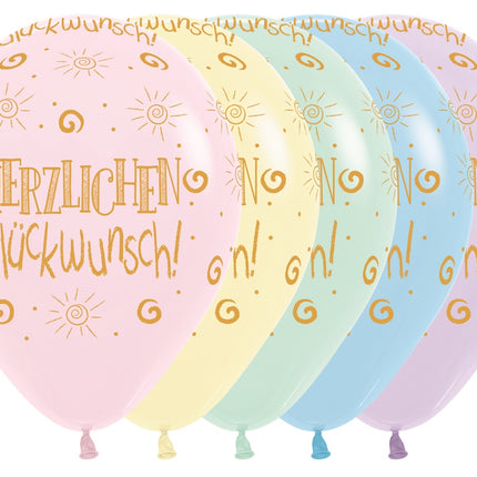 Globos Herzlichen Gluckwunsch Pastel Mate Mix 30cm 25pcs