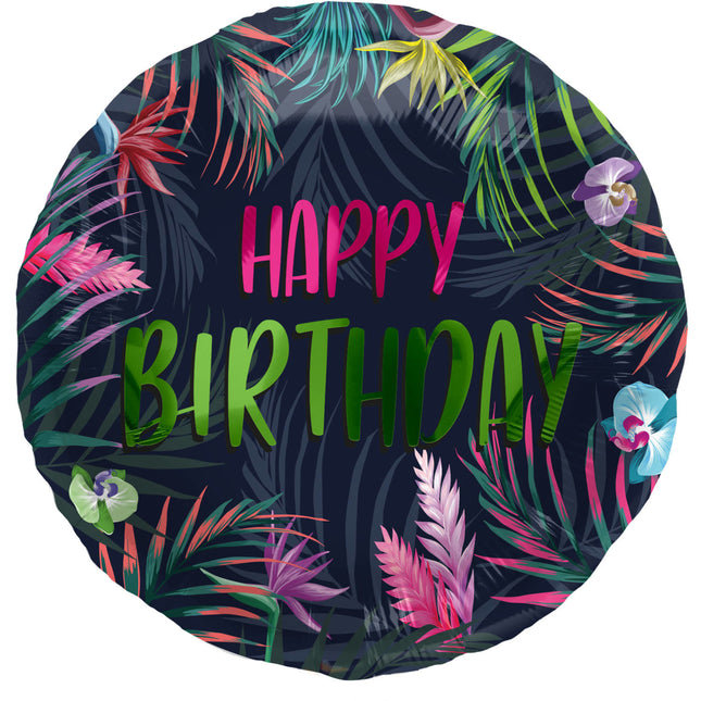 Globo de Helio Feliz Cumpleaños Hojas de Neón Vacío 45cm