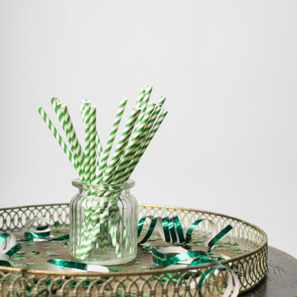 Pajitas de Papel Rayas Verdes 19.7cm 20pcs