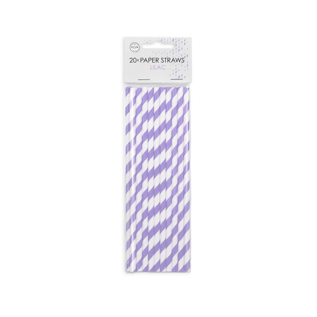 Pajitas Rayas Moradas 19cm 20pcs
