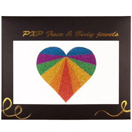 PXP Pegatina Cara Joyas Arco Iris Corazón