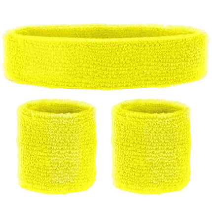Cinta de sudor amarillo neón 2 piezas