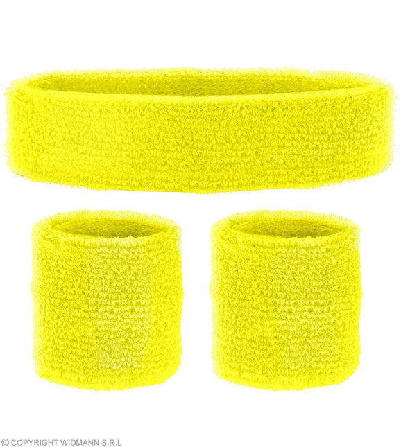 Cinta de sudor amarillo neón 2 piezas