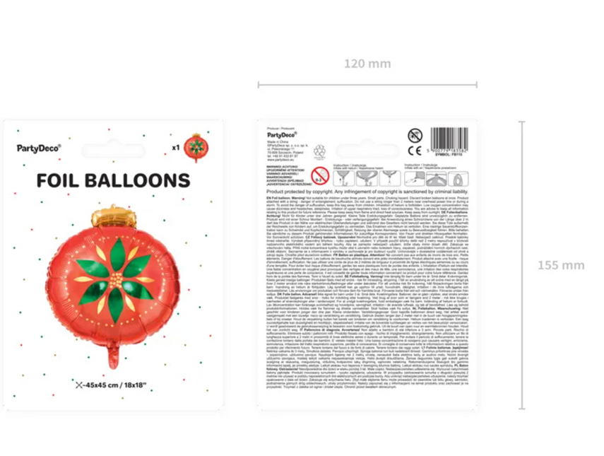 Globo de Helio Bola de Navidad Vacía 45cm