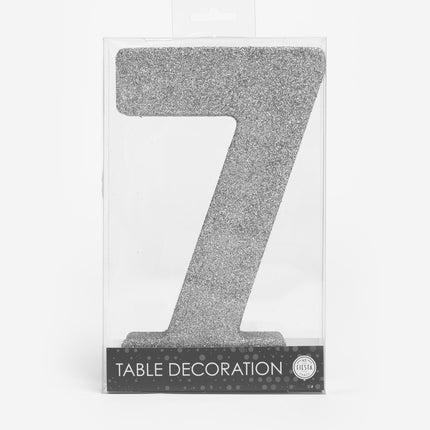 Decoración de Mesa Plateada Figura 7 Purpurina 20,5cm