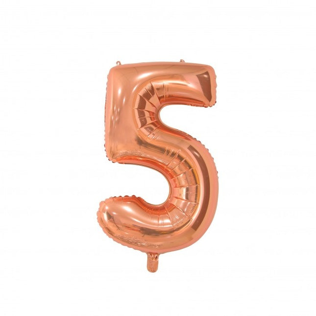 Globo Foil Figura 5 Oro Rosa 66cm
