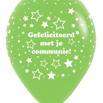 Globos Comunión Estrellas Verde Lima 30cm 25pcs