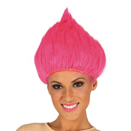 Peluca Troll Rosa