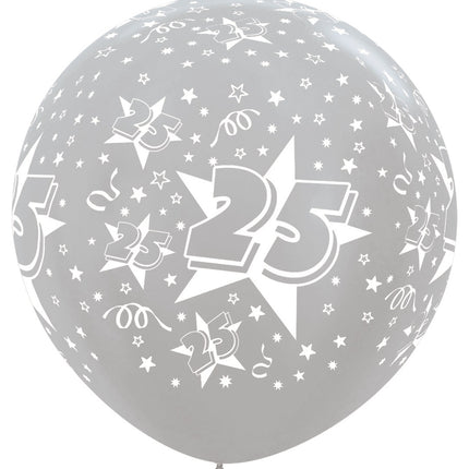 Globos Número 25 Plata 91cm 2pcs