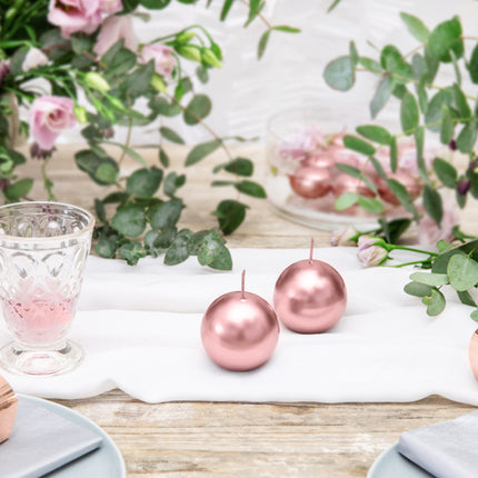 Velas Globo Oro Rosa Metálico 6cm 10pcs