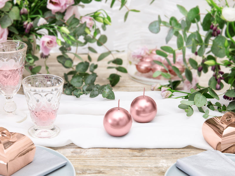 Velas Globo Oro Rosa Metálico 6cm 10pcs