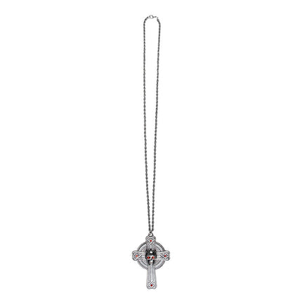 Collar Halloween Cruz Piedras Rojas 28cm