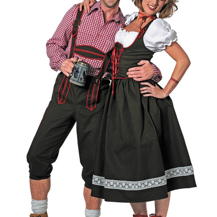 Lederhosen Negro Rojo Hombre