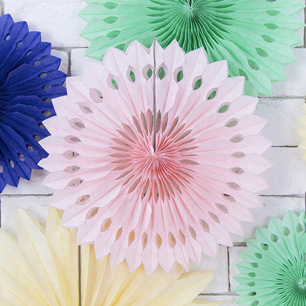 Abanicos de Papel Rosa Claro Pastel Set 20-30cm 3 piezas