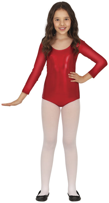 Leotardo rojo metalizado niña