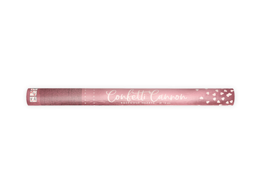 Cañón Confetti Corazones Oro Rosa 60cm