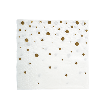 Servilletas Gold Dots Blanco 17cm 16pcs