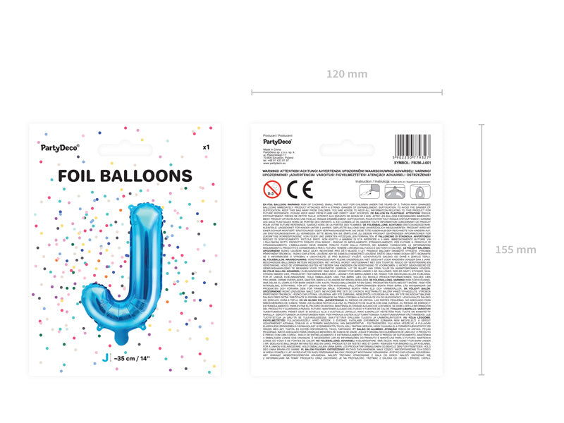 Globo Letra J Azul Vacío 35cm