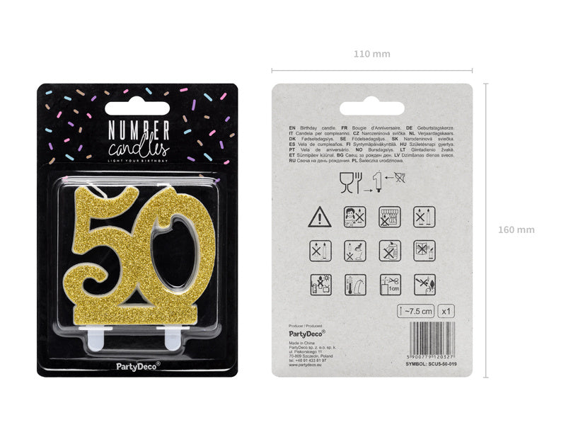 Vela 50 Años Oro 7,5cm
