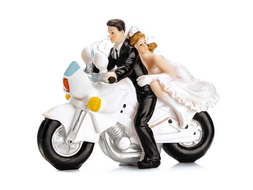 Adorno para tarta Boda Pareja Moto 11.5cm