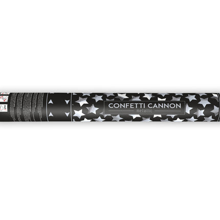 Cañón Confeti Estrellas Plata 40cm
