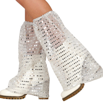 Calientapiernas Plata Lentejuelas Tejido Organza