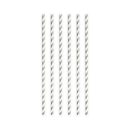 Pajitas de Papel Rayas Plateadas 19.7cm 20pcs