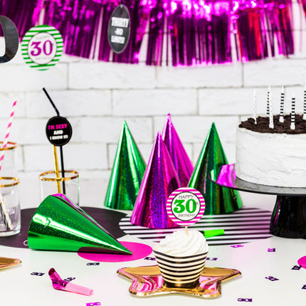 Sombreros de Fiesta Purpurina Holográfica 16cm 20pcs