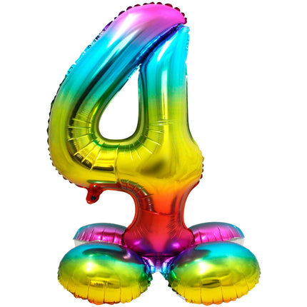 Globo Foil Figura 4 Arco Iris con soporte 72cm