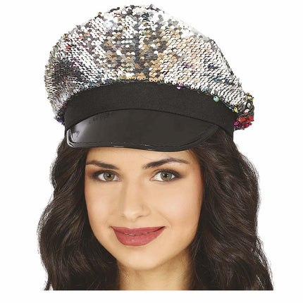 Lentejuelas de gorro plateadas