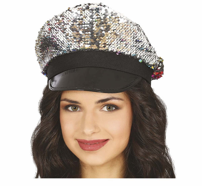 Lentejuelas de gorro plateadas