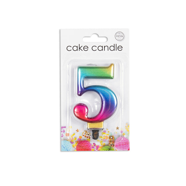 Vela 5 Años Arco Iris 7cm