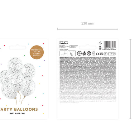 Globos Blancos Lunares Grises 30cm 6pcs