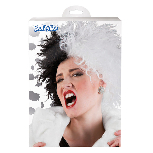 Peluca Cruella de Vil Negra Blanca