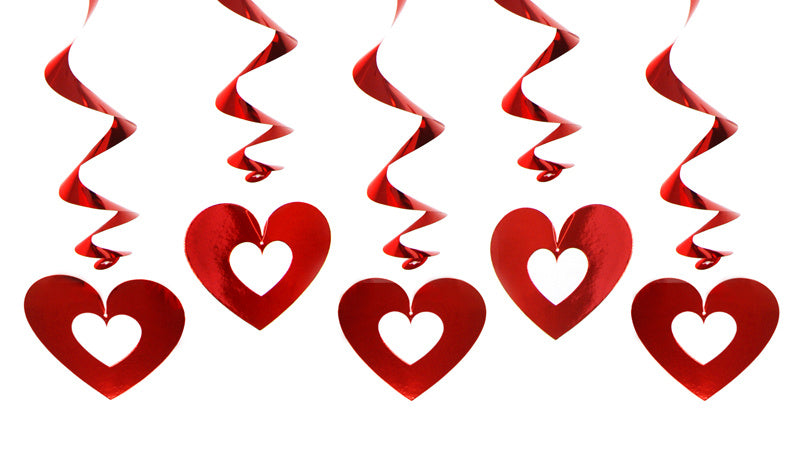 Decoración Colgante Corazones Rojo 60cm 5pcs